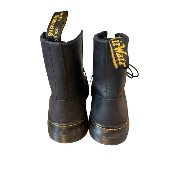 Dr. Doc Martens Combs Black Leather Combat Grunge Boots Size Mens 13 EU 47 NWOB - Picture 3 of 11